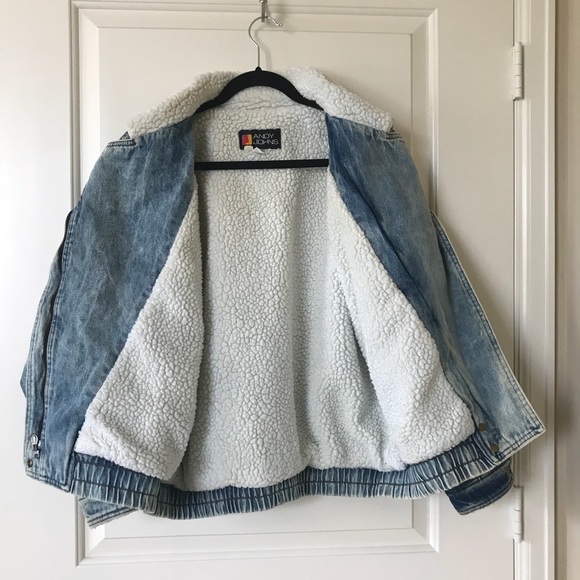Vintage Jackets & Coats Vintage Acid Wash Sherpa Lined Denim Jacket